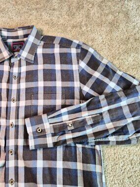 UNTUCKit Long Sleeve Button Flannel Shirt Mens Medium Slim Fit Gray Plaid G004